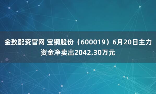 金致配资官网 宝钢股份（600019）6月20日主力资金净卖出2042.30万元