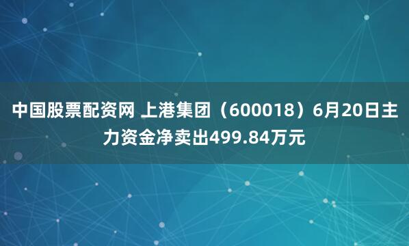 中国股票配资网 上港集团（600018）6月20日主力资金净卖出499.84万元